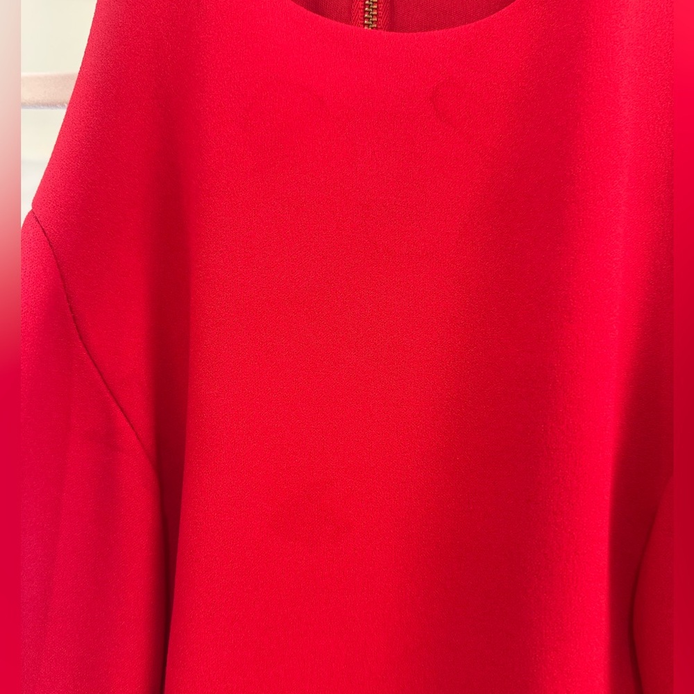 Betsy & Adam Red Asymmetrical Ruffle Gown - Picture 9 of 9
